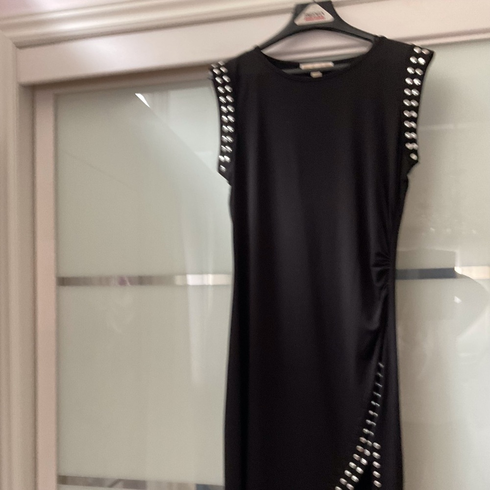 Michael Kors Black Midi Dress with Stud Detailing
